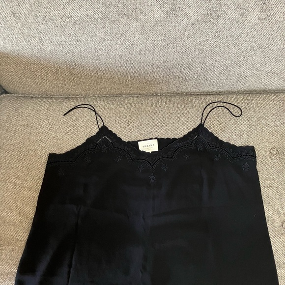 Sézane Palma Silk Embroidered Black Cami - EU 42/US 10 - Picture 7 of 10